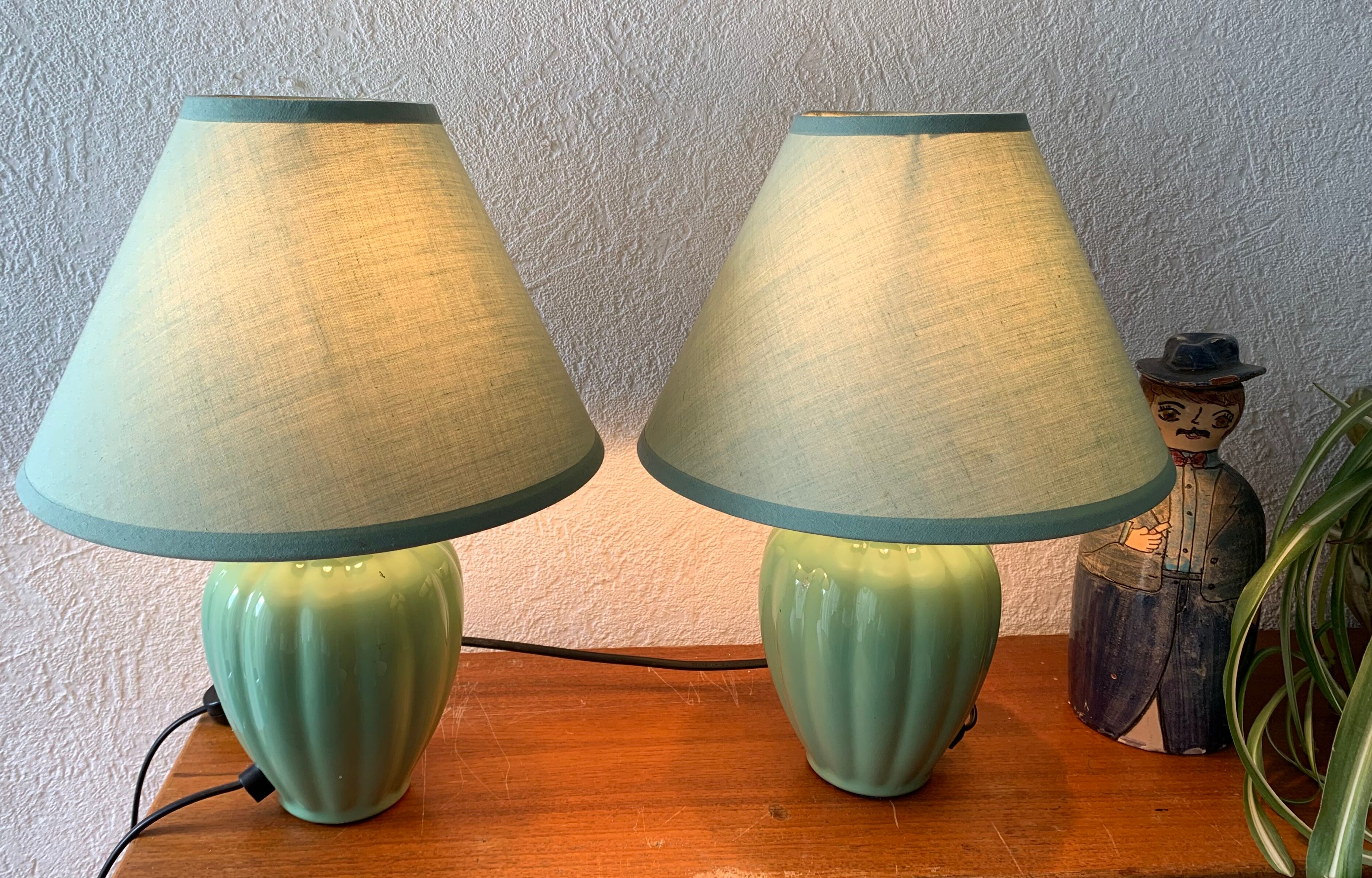 Pair of green lamps