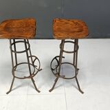 Vintage brutalist bar stools, set of 5 - 1970s