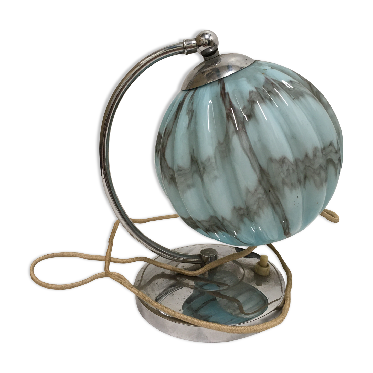 Opaline lamp blue marble art deco