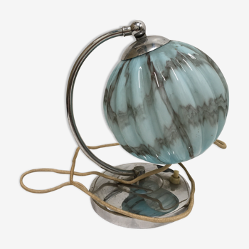 Opaline lamp blue marble art deco