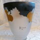 Art deco vase in hand-painted frosted blown glass fruit decoration signed helios