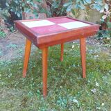 Table vintage en bois pieds compas