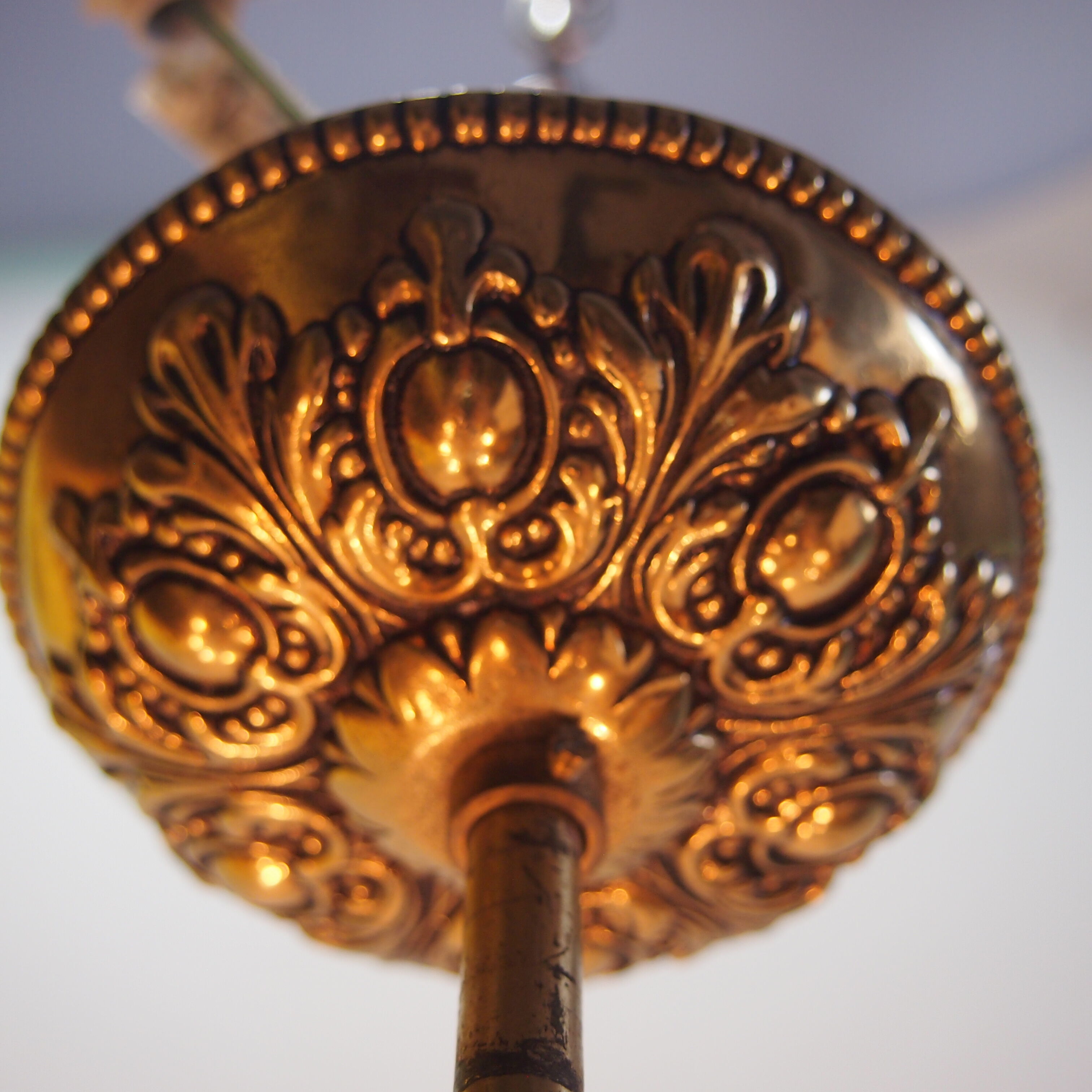 Eight-branched bronze vintage chandelier