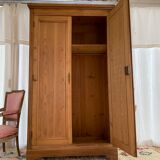 Vintage wardrobe in raw wood