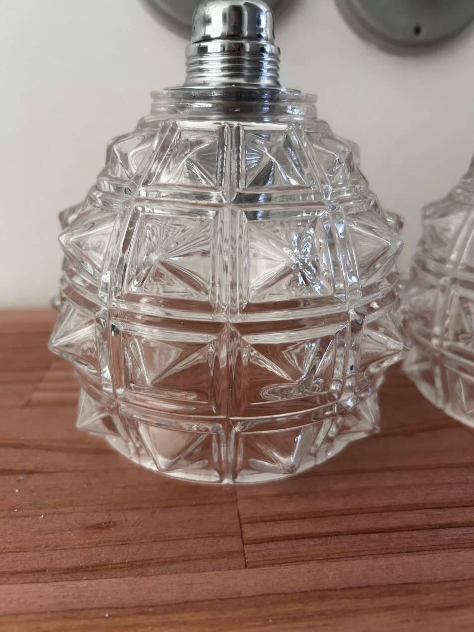 Pair of chrome wall lights