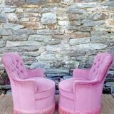 Pair of pink velvet toad chairs