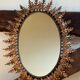 Oval sun mirror wrought iron from the 1950s Italy