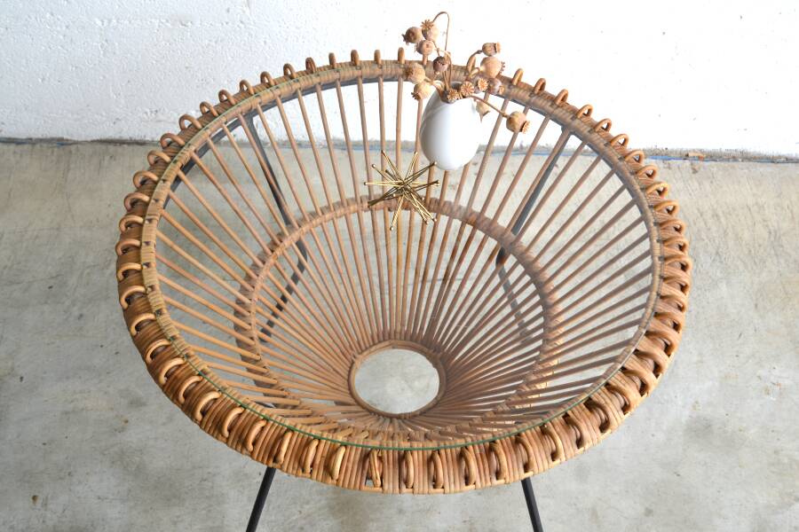 Italian rattan side table * D69 cm