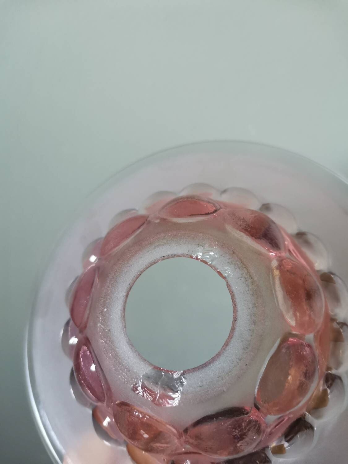 Lampshade pendant lamp in vintage pink molded glass