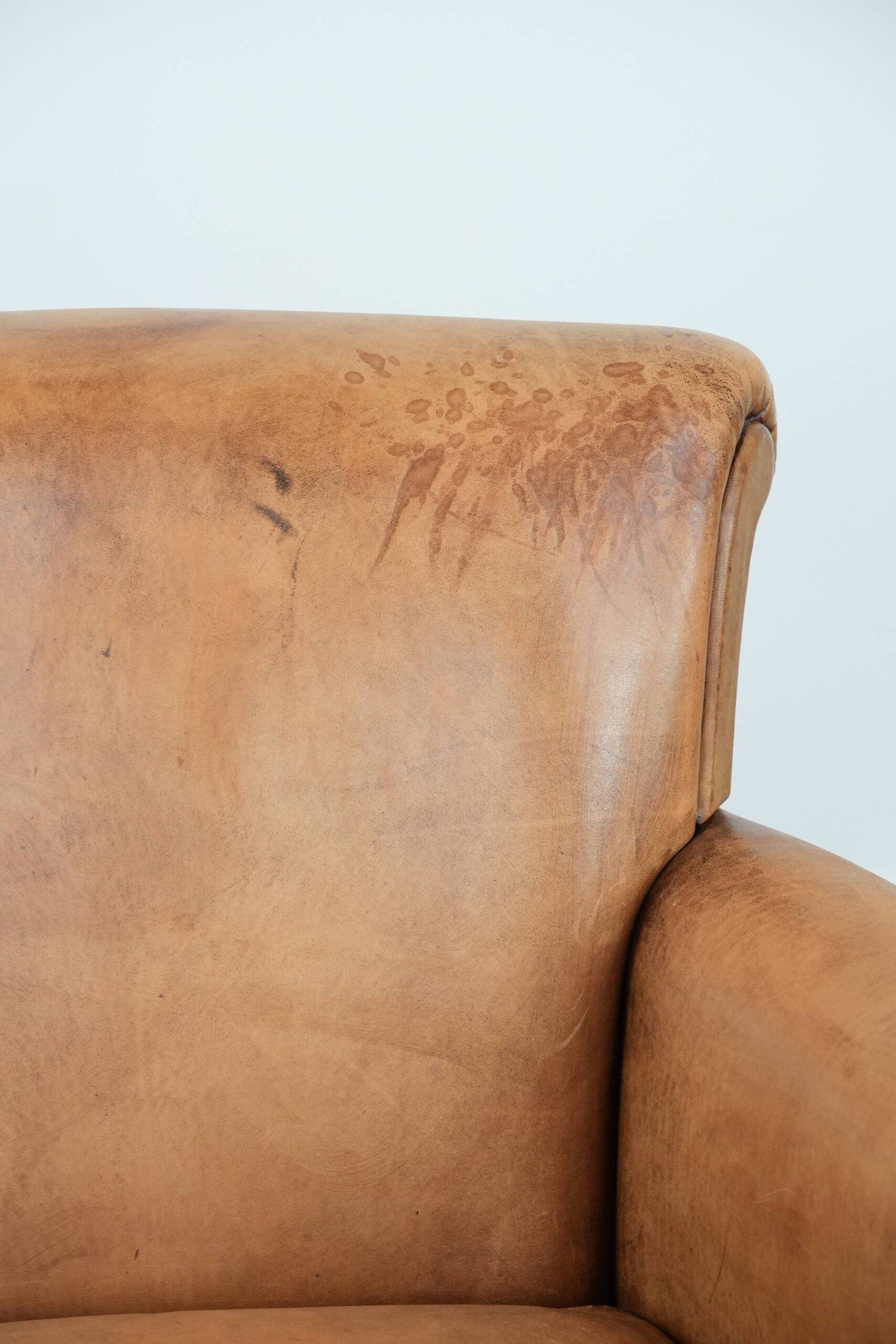 2 fauteuils vintage en cuir de mouton