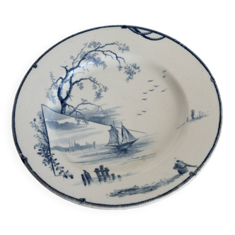Compotier bas antique en faience de Gien XIXème modèle Marines