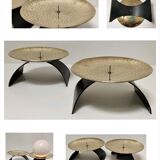 Pair of brass and metal candle holders design 70s