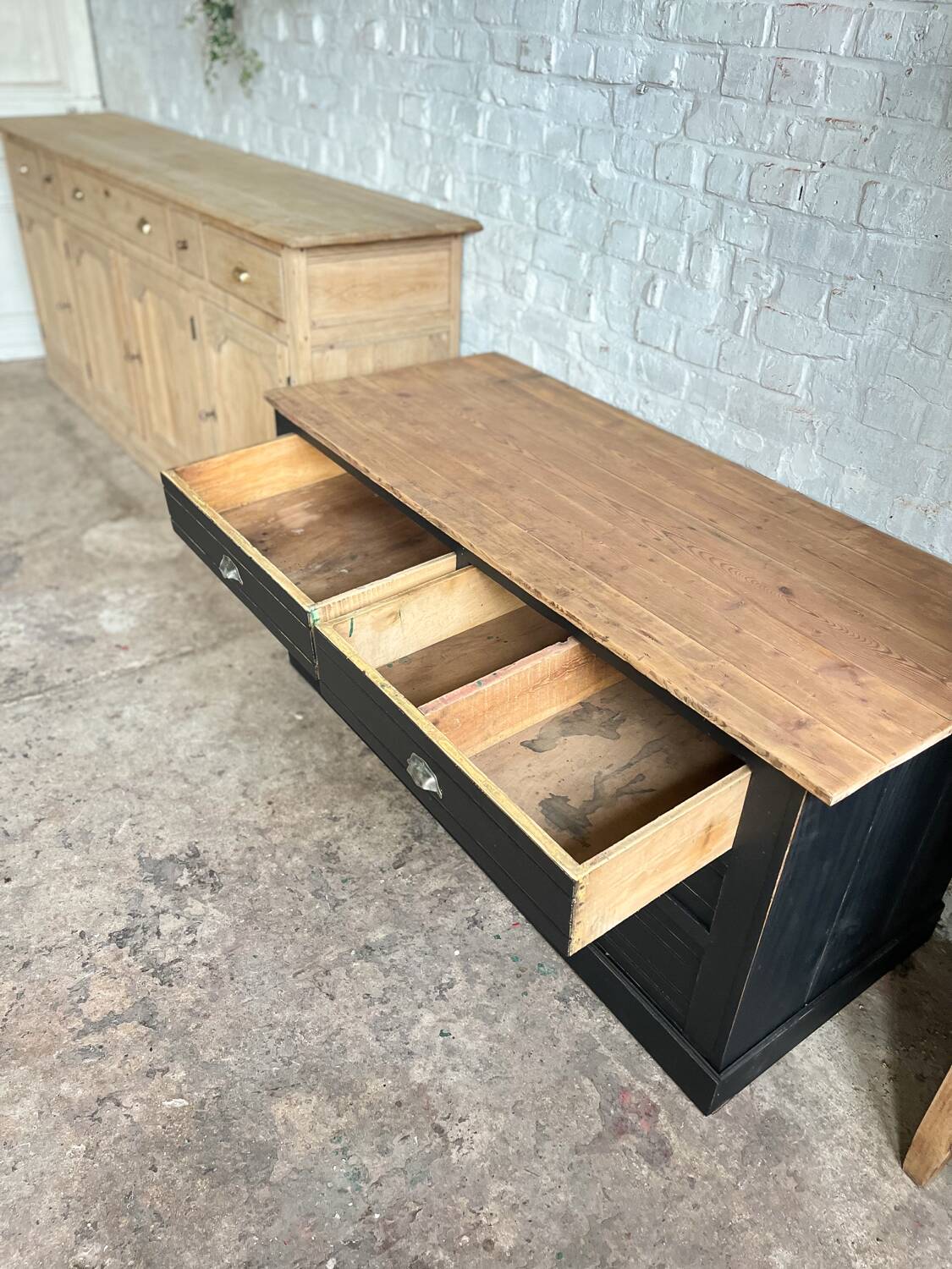 Old trade furniture with black patina