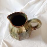 Pitcher, pot in metallic flamed stoneware