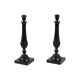 Pair of black metal table lamps lamps fabric shade parex vintage 58cm