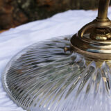 Holophane glass and brass wall light