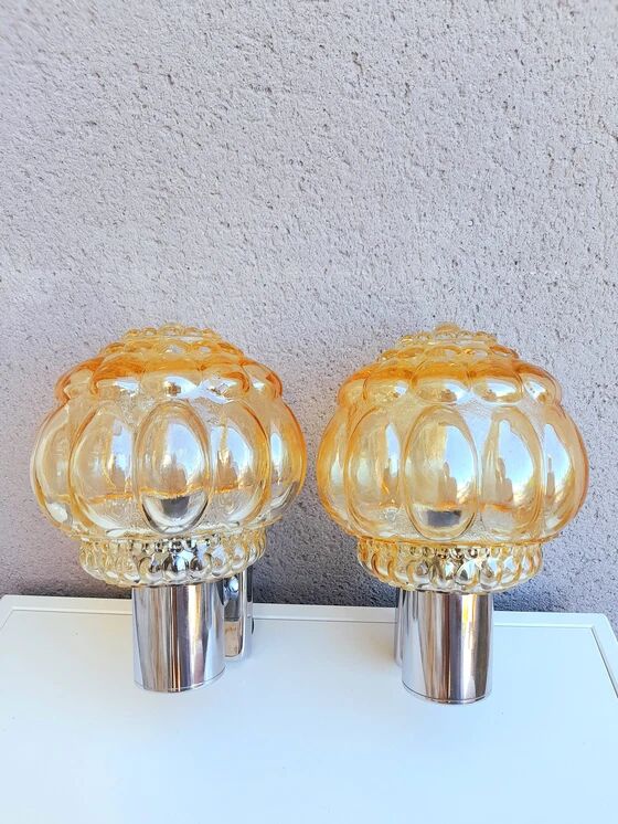 Pair of Helena Tynell bubble wall lights from the 70s