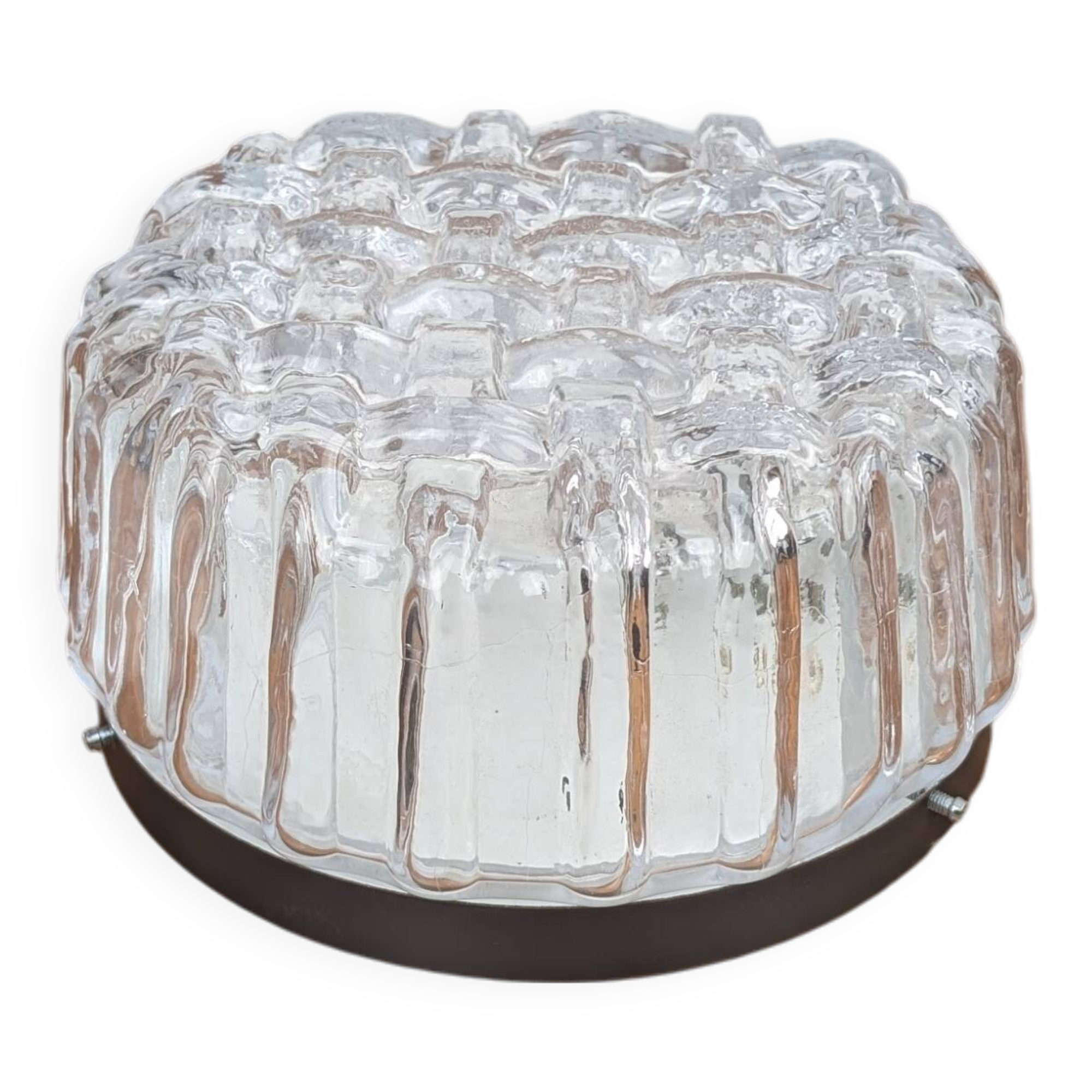 Vintage 60s Woven Glass Modernist Wall or Ceiling Light