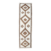 3x12 Geometric Beige & Brown Kilim Runner Rug, 102x357Cm