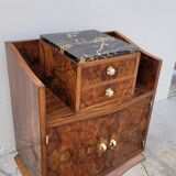 Meuble commode d'époque Art Déco en loupe de noyer -1930s