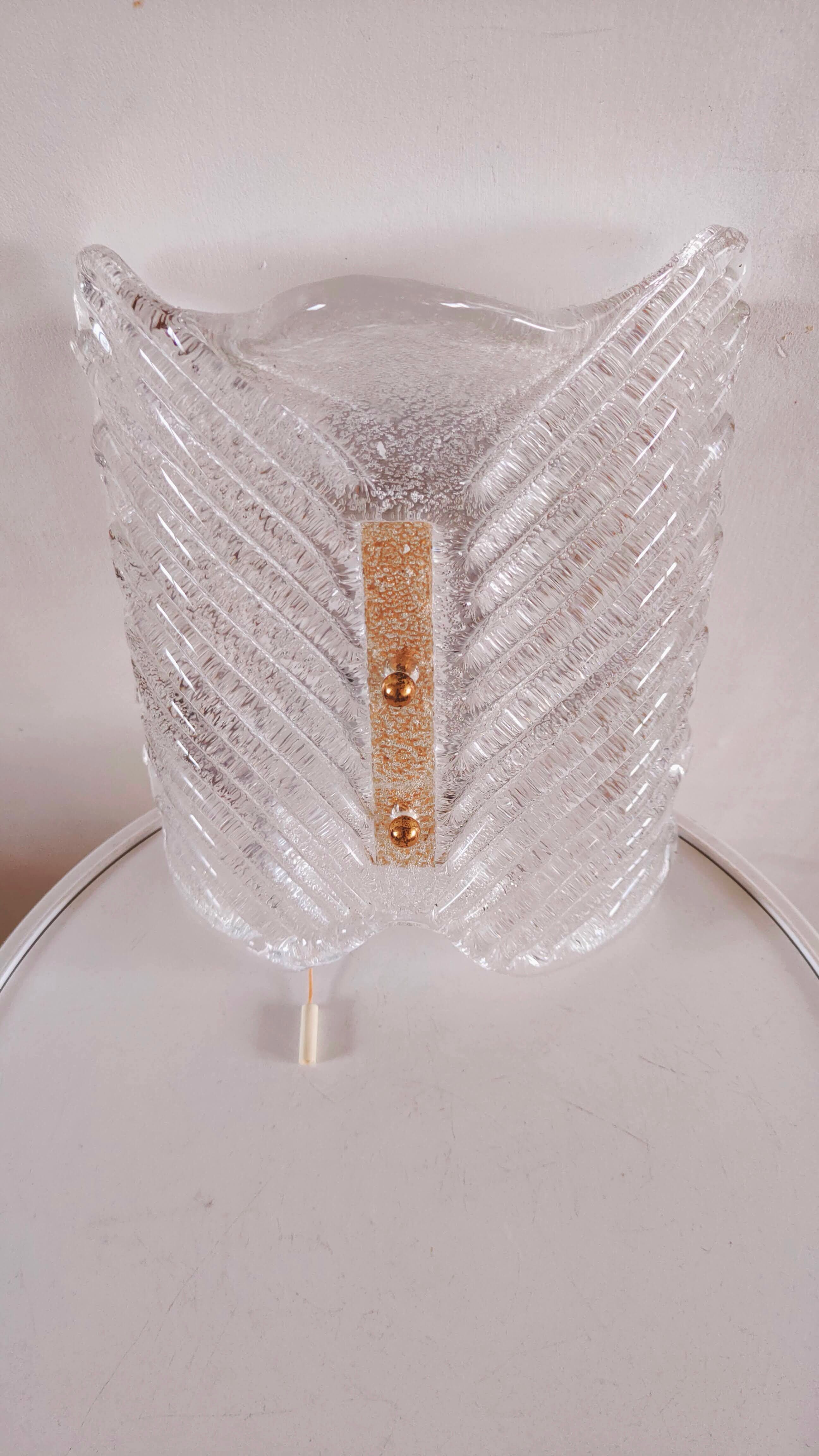 Murano glass wall lamp with frosted effect, 70s design