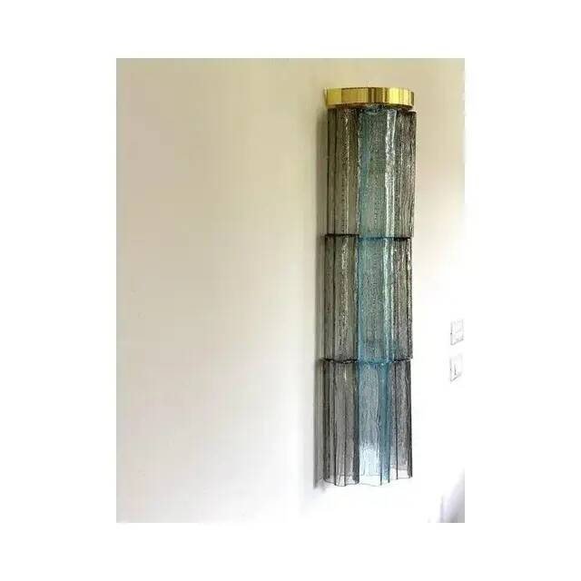 Murano glass Tronchi wall lights in grey and light blue by Simoeng, set of 2