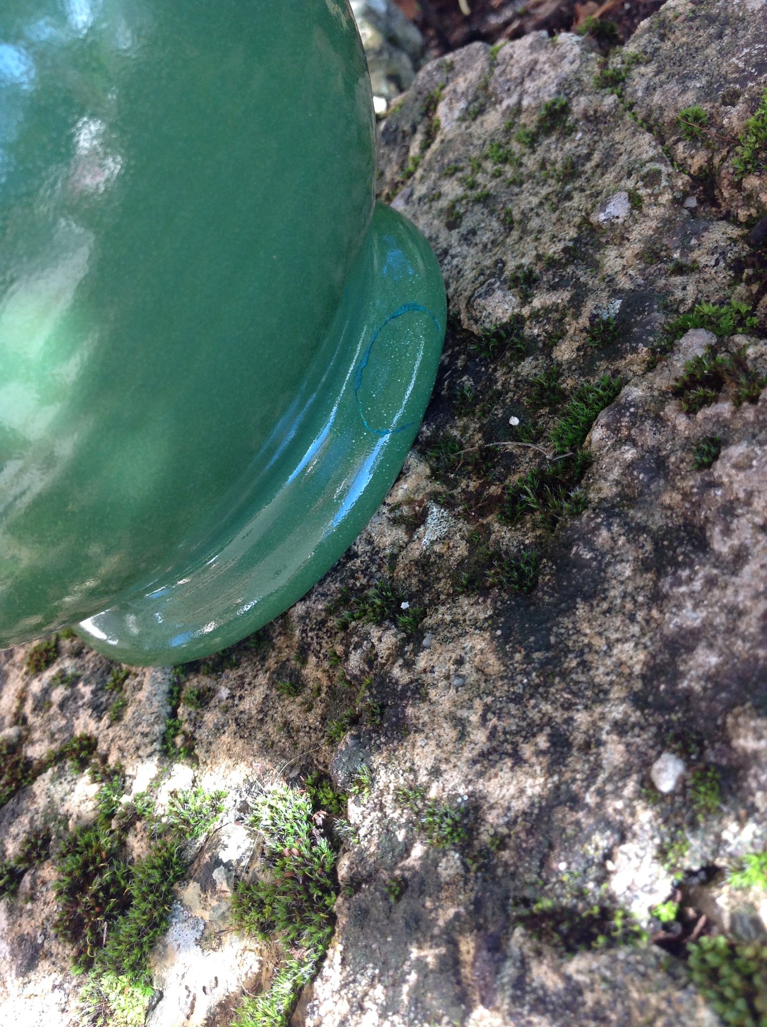 Pitcher ball in glazed green ceramic vintage 60s-70s