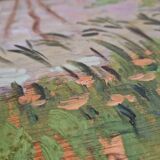 Old oil painting on wood from the 50s