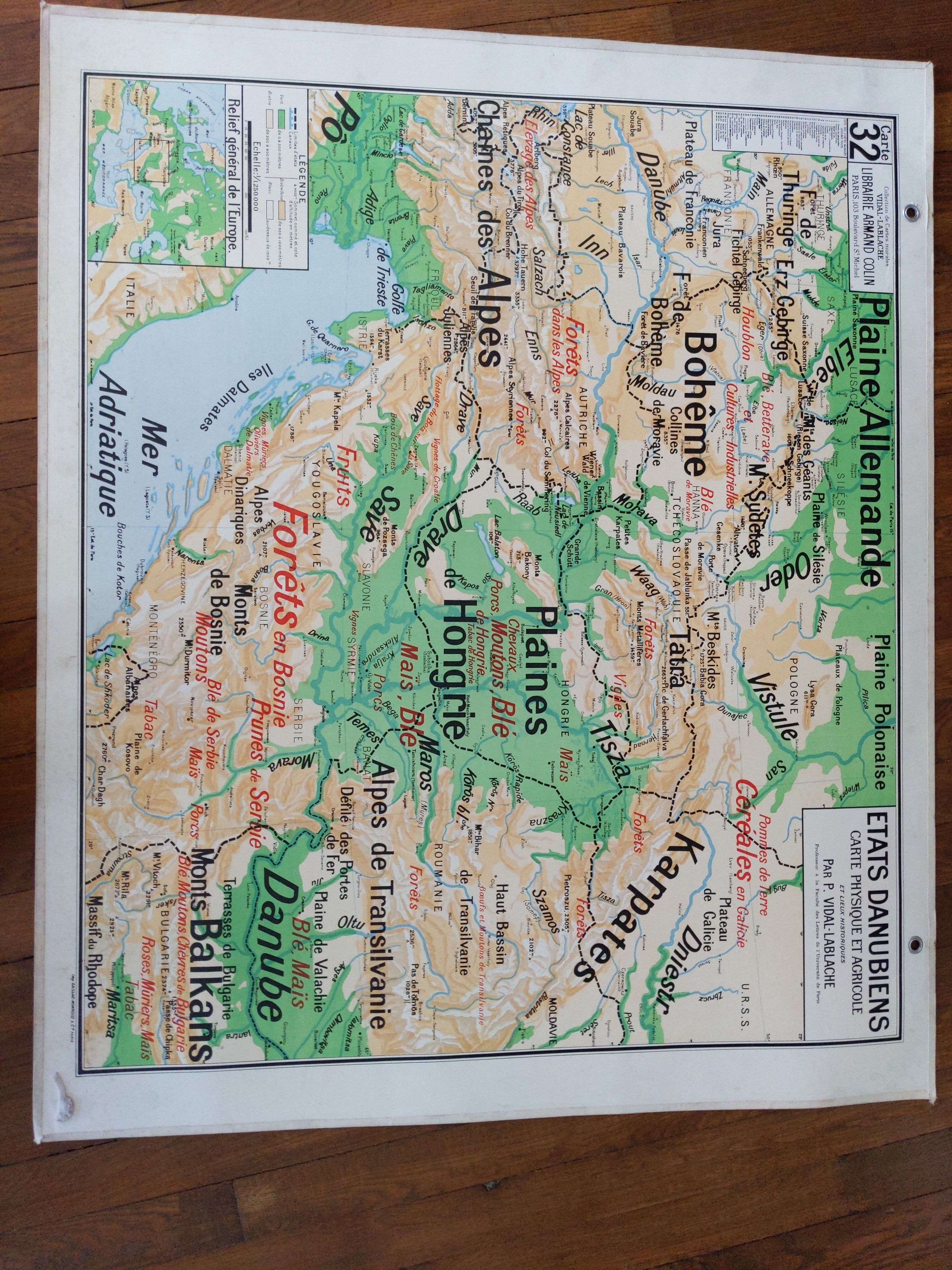 Map old Vidal lablache states perfect condition