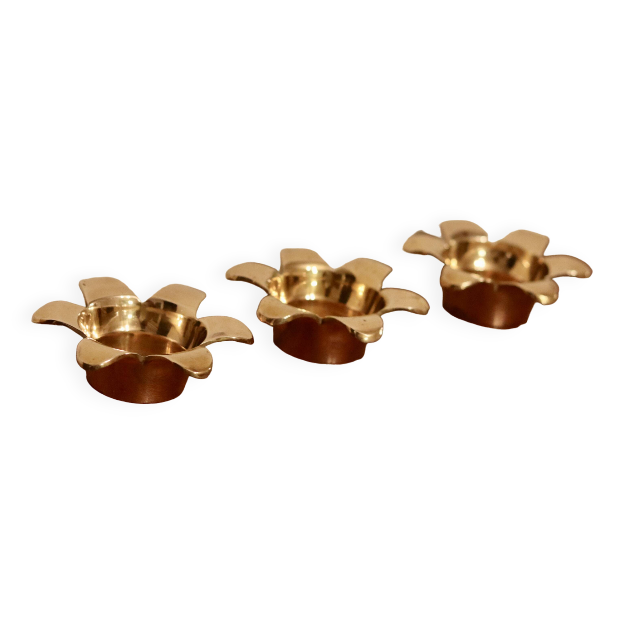 Trio of Mid-Century Swedish Brass Candle Holders by Scandia
