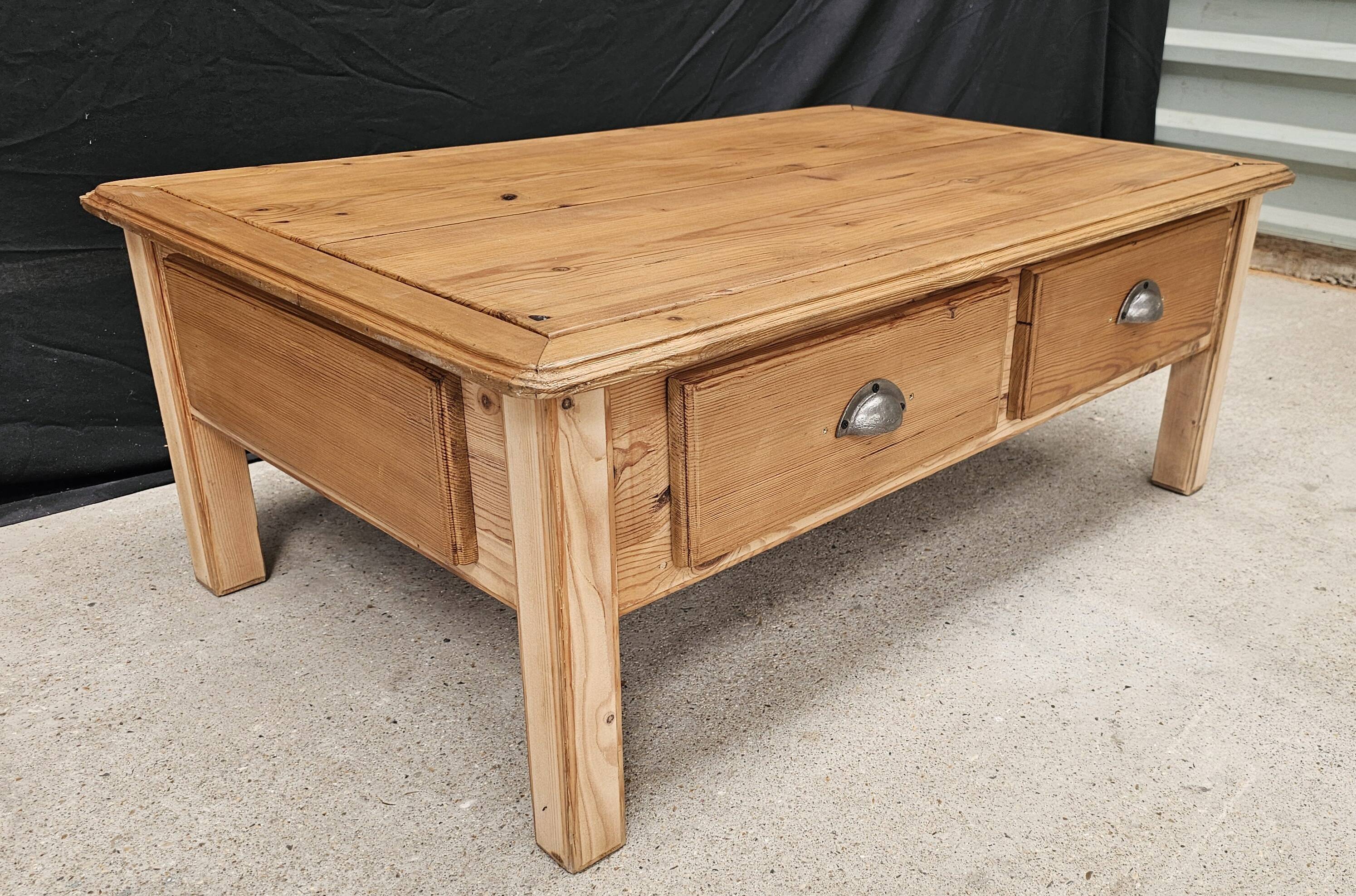 Scandinavian pine 4-drawer coffee table