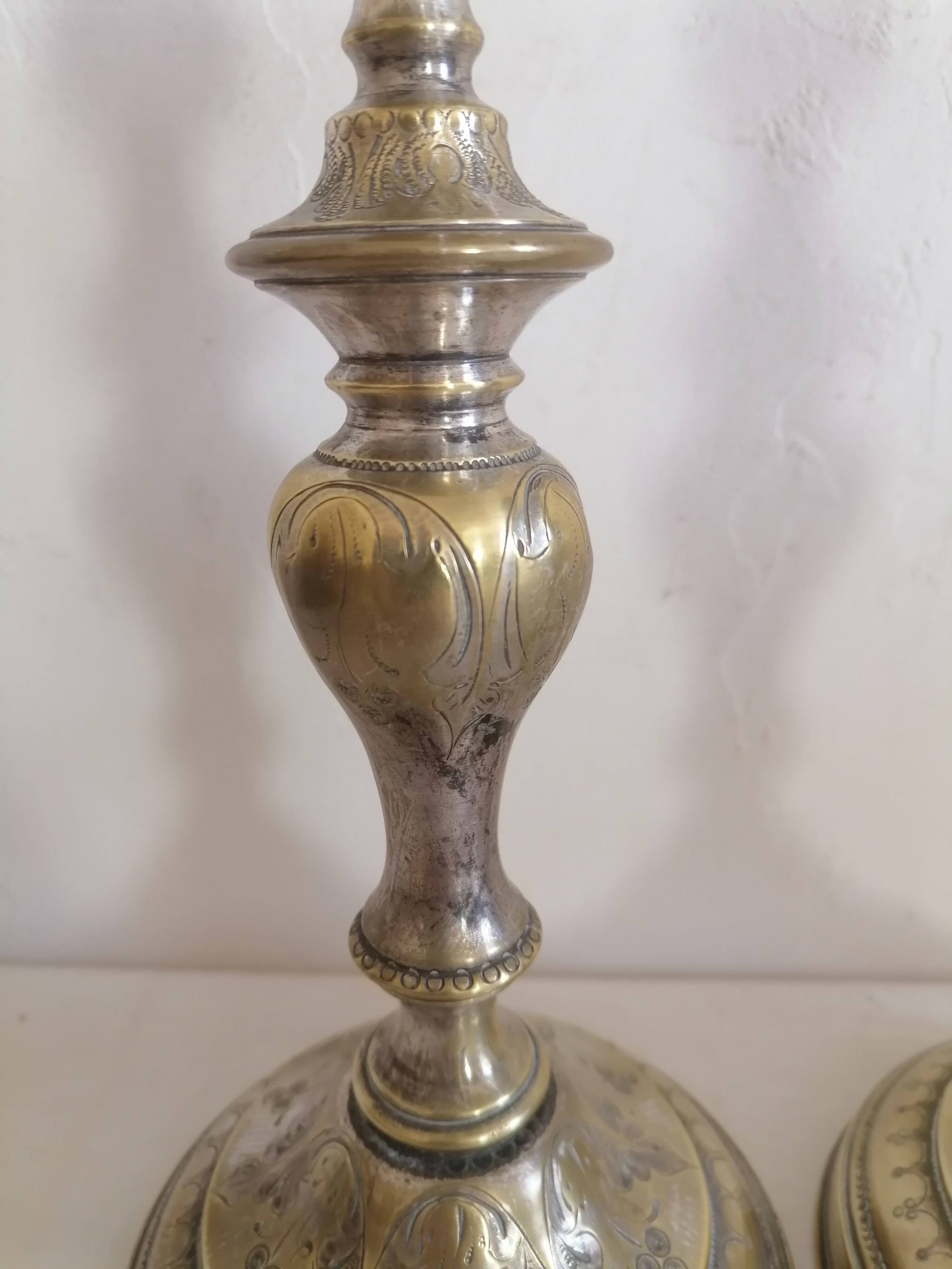 Old pair of Louis Philippe period candlesticks.
