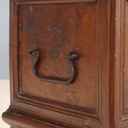 Antique walnut chest with wrought iron handles, Italy, 18th century.