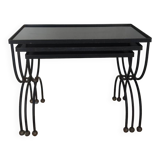Nesting tables in opaline iron from the 40s, France