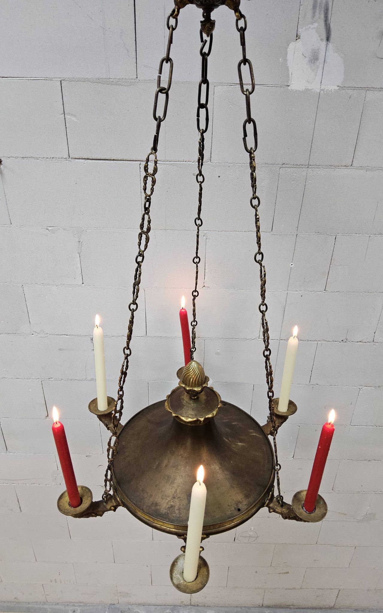 Antique Neo-Renaissance Greenman candle chandelier (Empire)