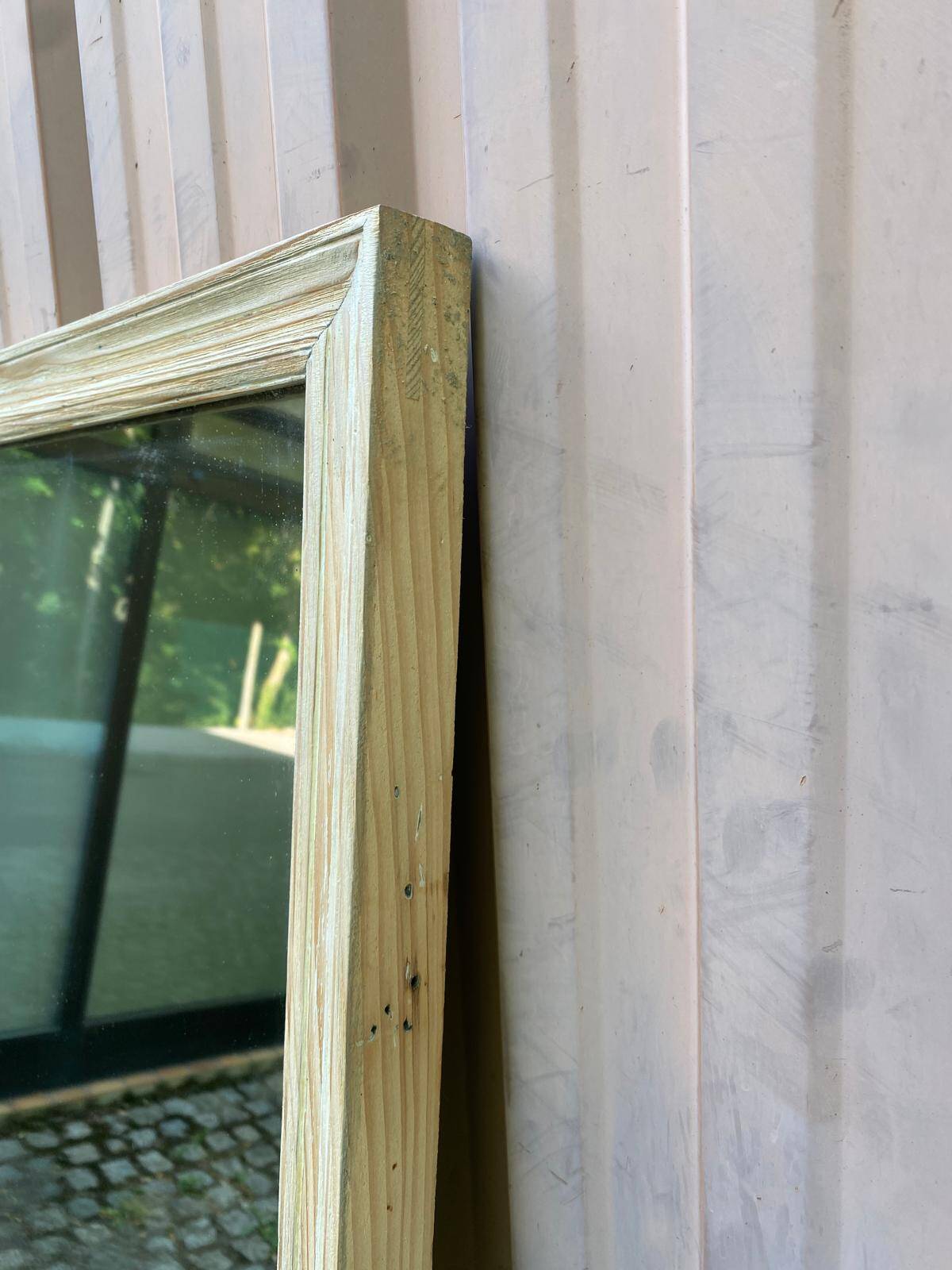 Authentic 19th-century brasserie mirror renovated in solid wood 180x85.
