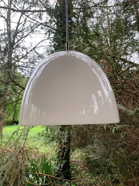 2 Danish white glass pendant lights (50s/60s)