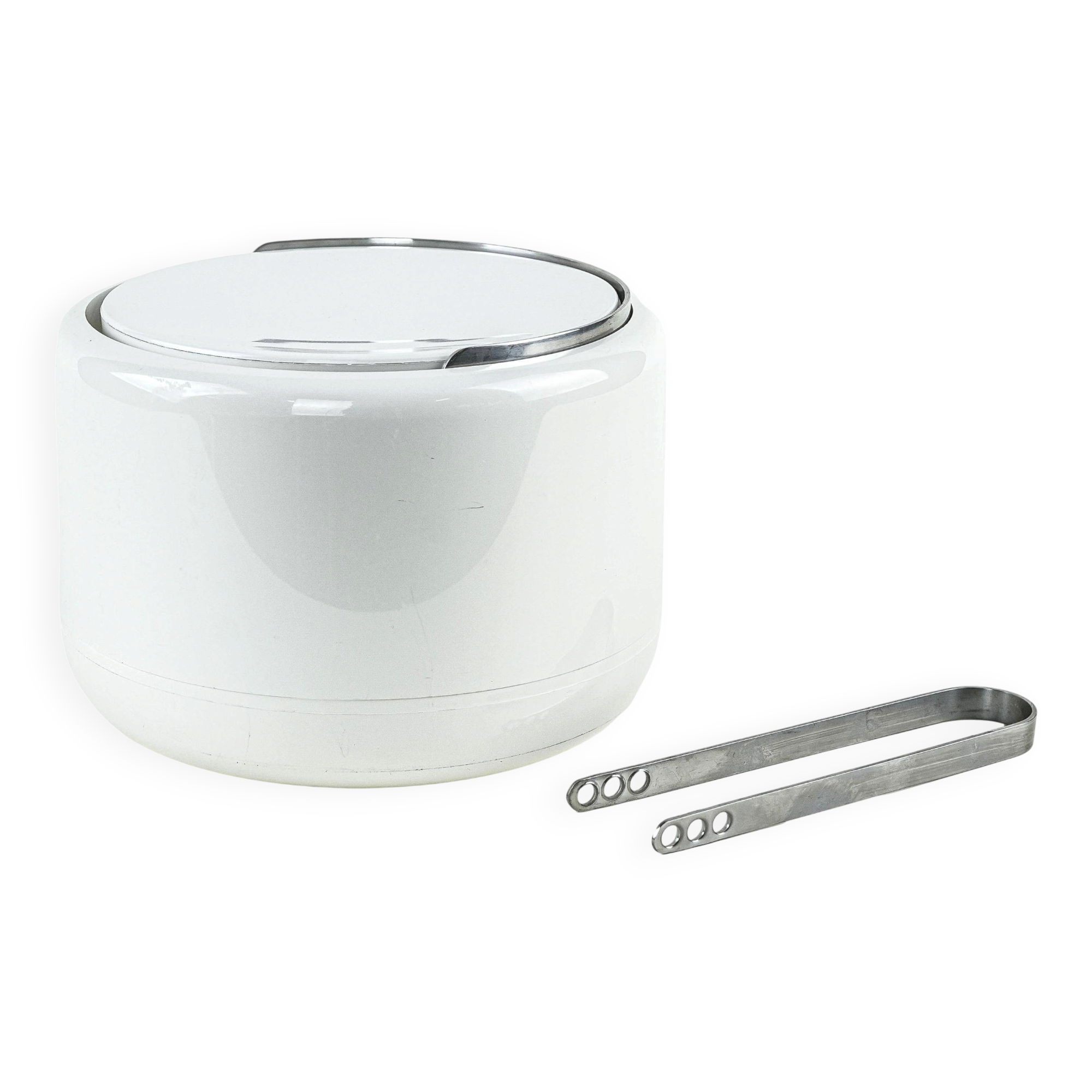 Stelton Ice Bucket in White with Steel Detail, Danish Design, 1970s