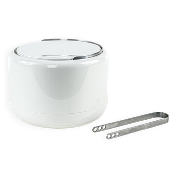 Seau à glace Stelton en blanc avec détail en acier, design danois, années 1970.