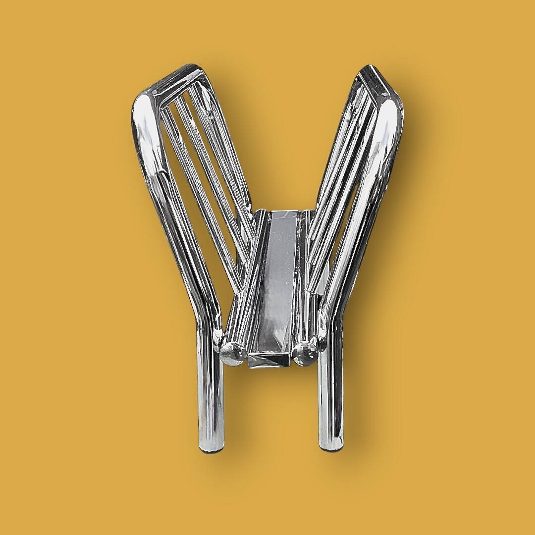 Vintage chrome-plated metal magazine rack – 1970s