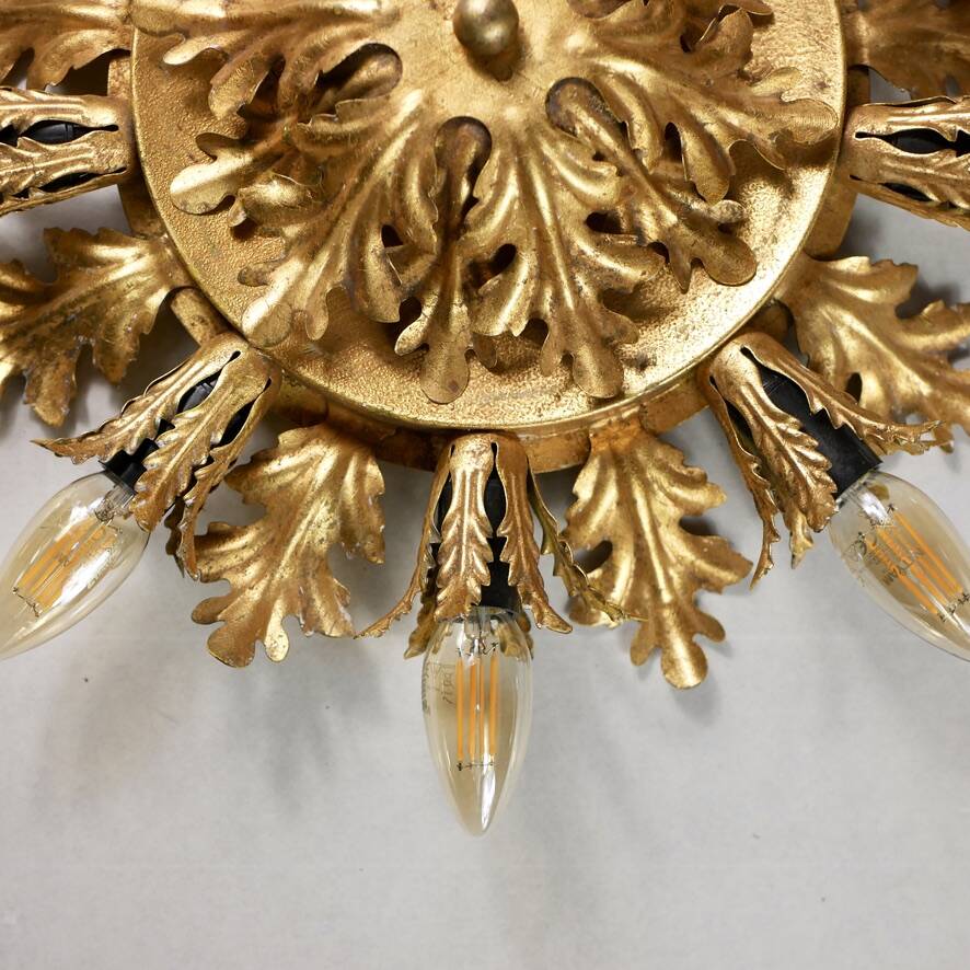 Italian gold wall or ceiling light, Banci Firenze, 1970s