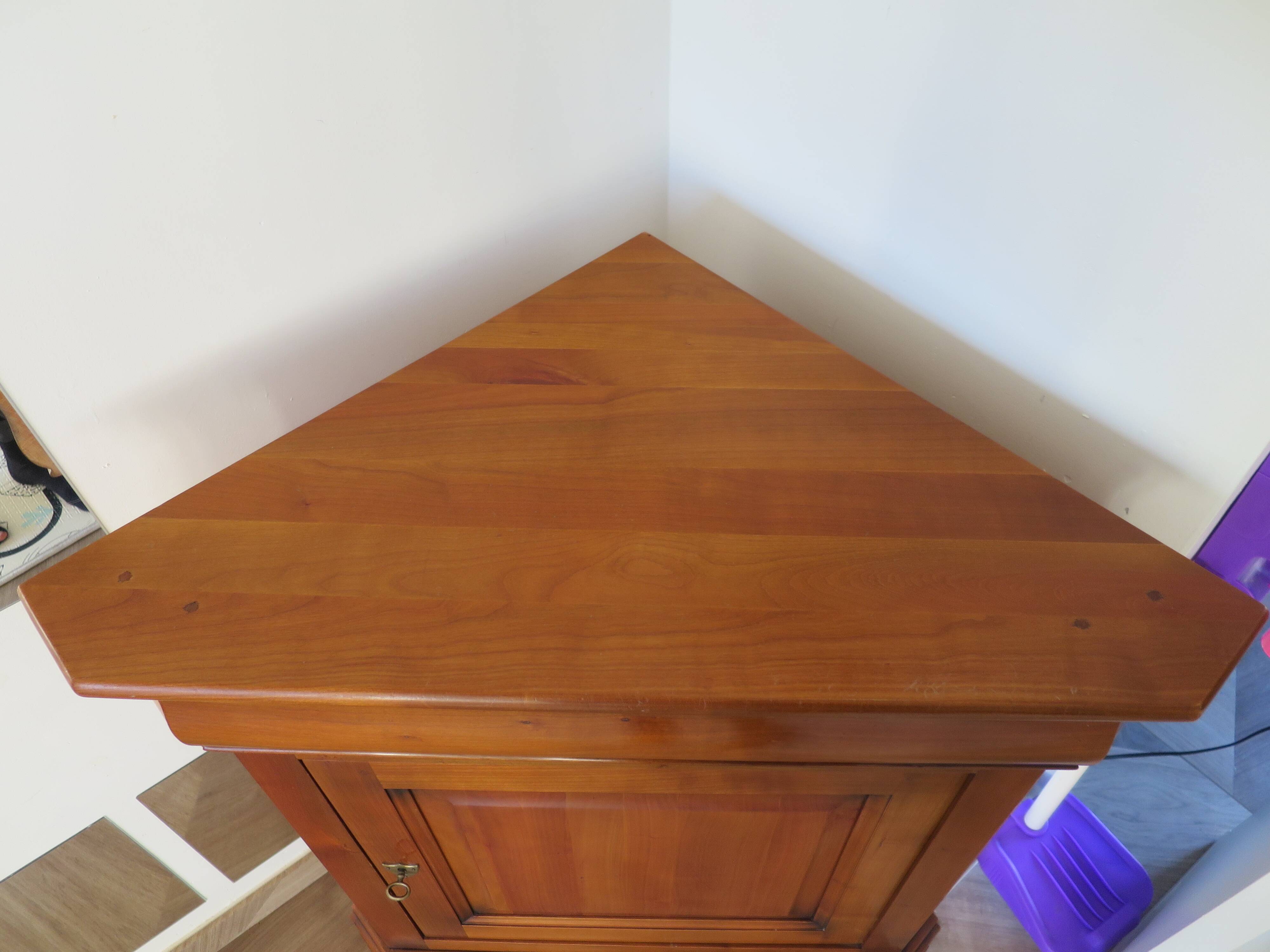 Beautiful corner cupboard - cherry stain - Drawer - one door - Louis Philippe style