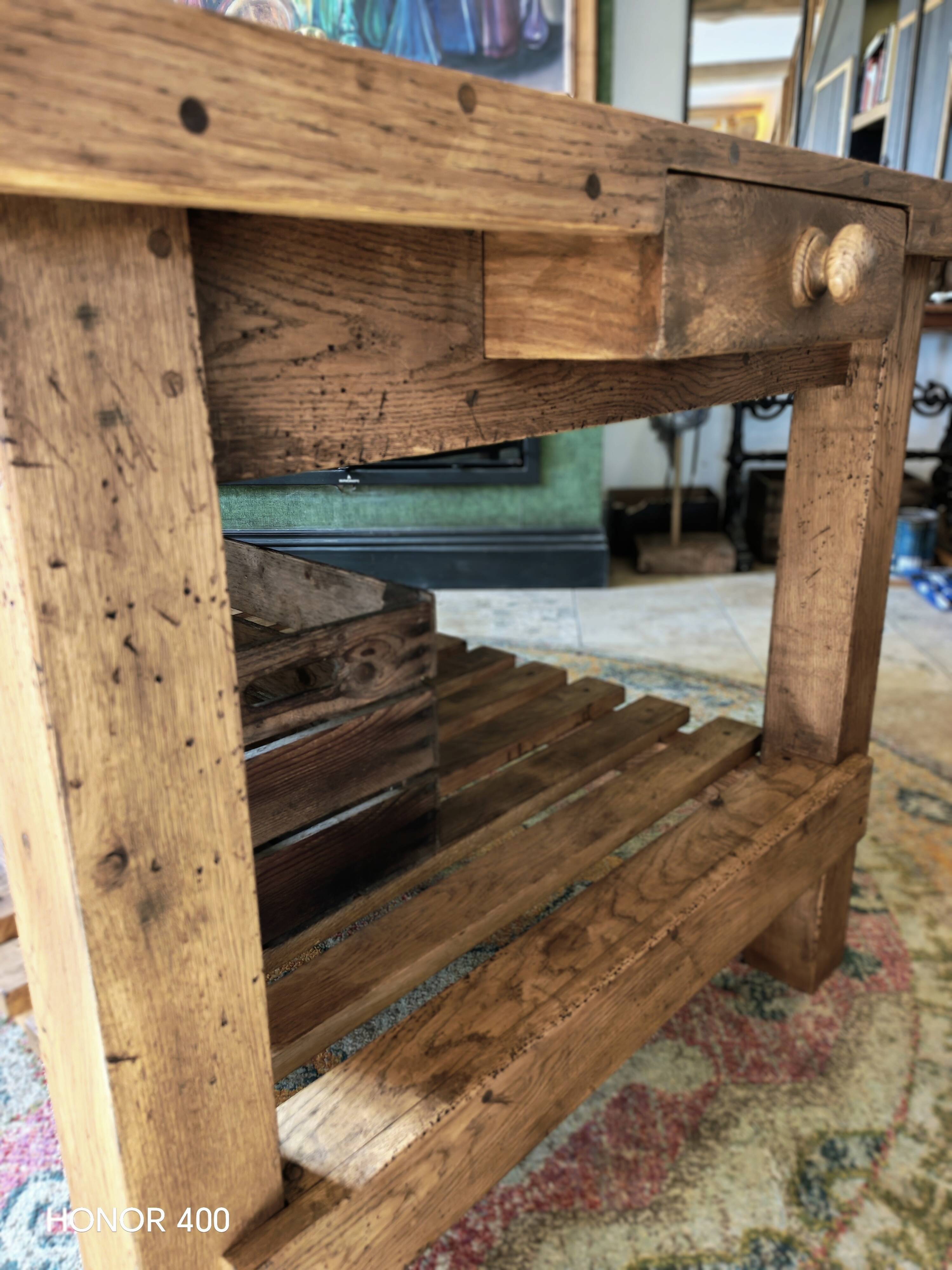 XXL solid oak kitchen island/worktop 180 x 105