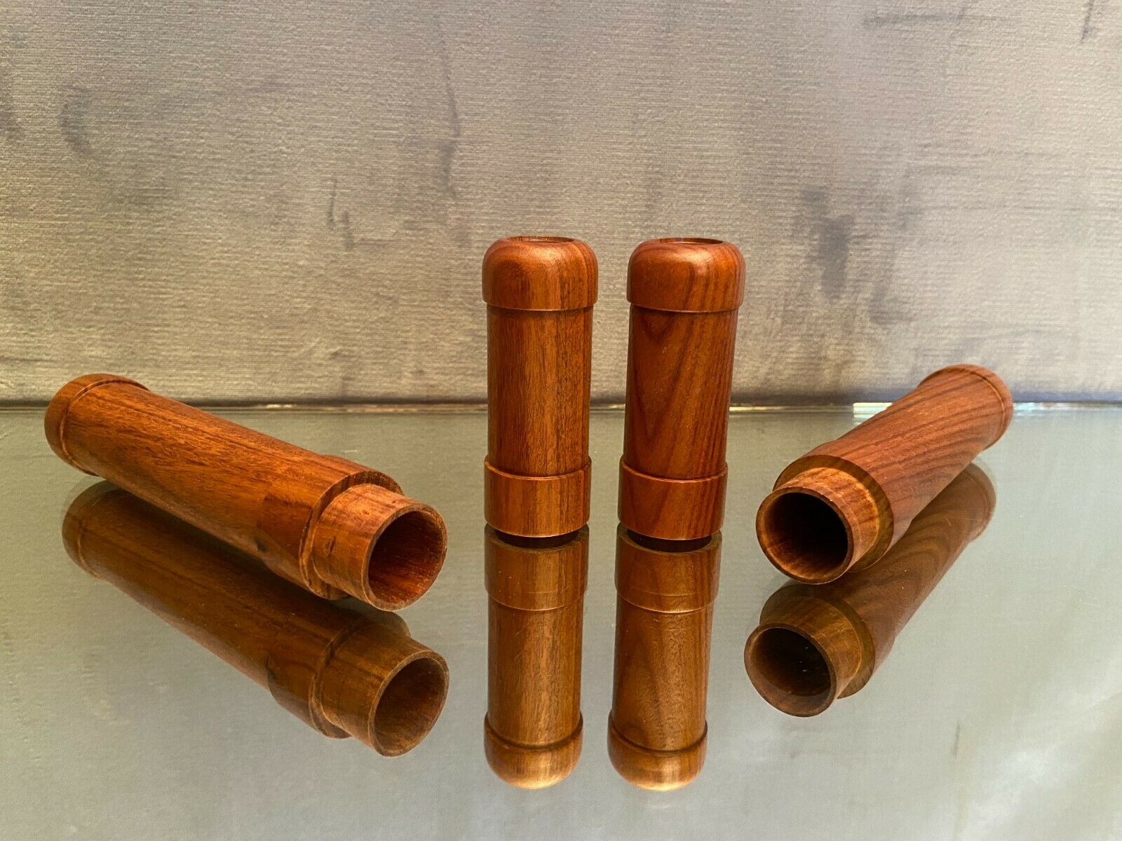 Pair of Havana cigar cases made of solid exotic wood