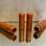 Pair of Havana cigar cases made of solid exotic wood