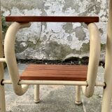 Vintage step stool in wood and steel