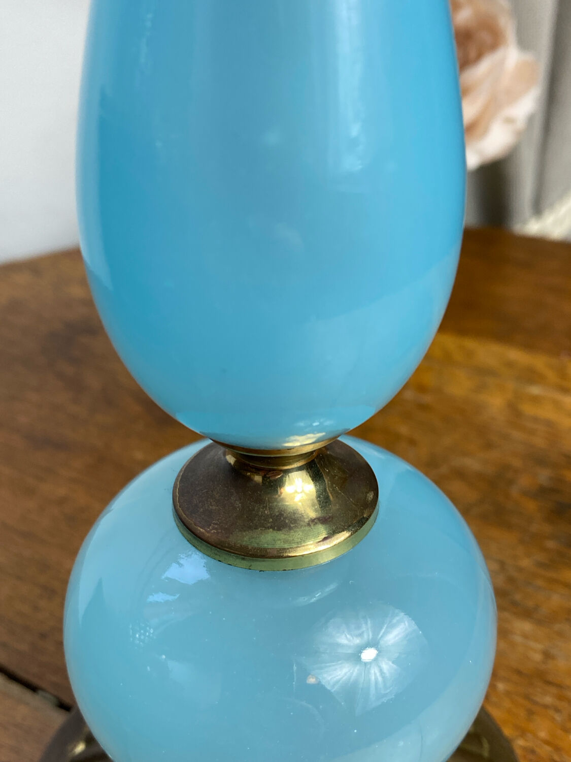 Blue opaline lamp and brass