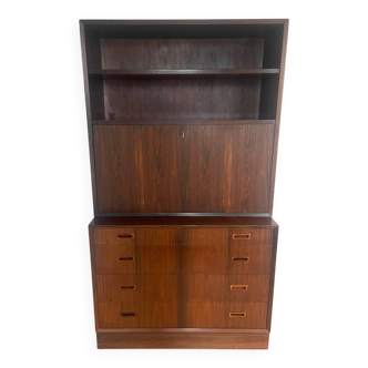 Vintage Scandinavian 2-piece secretary. Rosewood, 1970s
