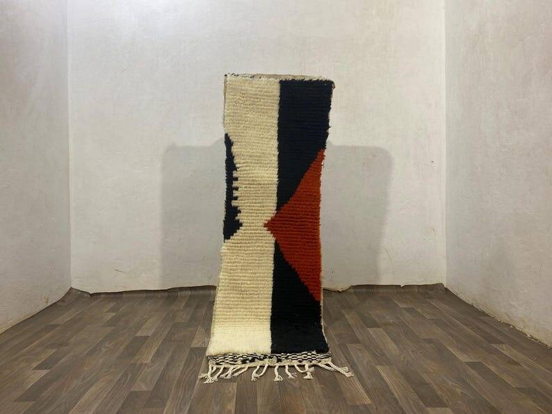 Handmade wool rug for your hallway size 75 x 300 cm
