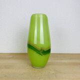 Jade green blown glass vase, handcrafted